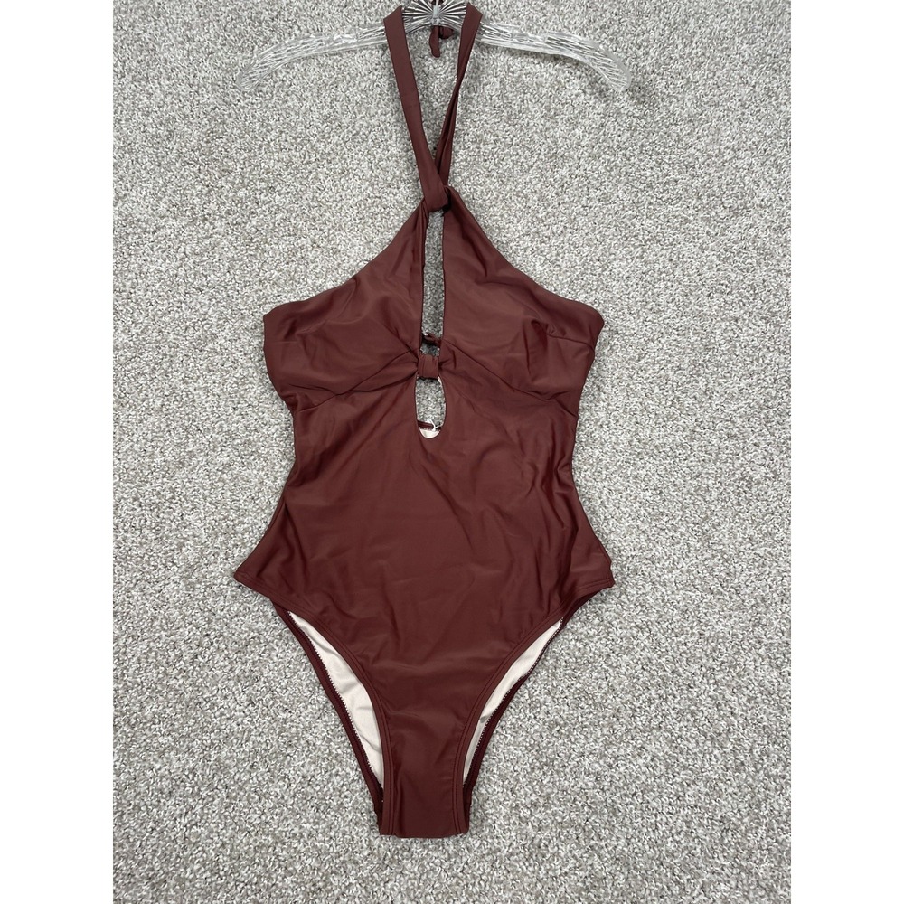 Cupshe Lapis Lazuli Chocolate Brown One Piece Swimsuit Size Small NWT